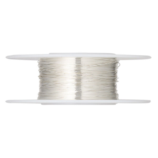 Wire, sterling silver, half-hard, round, 32 gauge. Sold per pkg of 1 ounce. image number 0