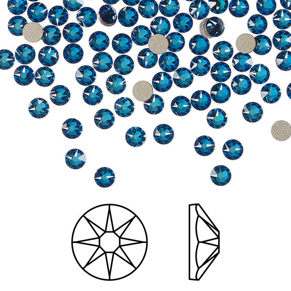 Flat back 1440pk crystal Bermuda blue foil back, Swarovski® 3-3.2mm rose round SS12 2088 image number 0