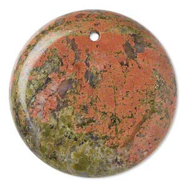 Unakite 1pkg1, hand-cut round flat back focal natural 40mm image number 0