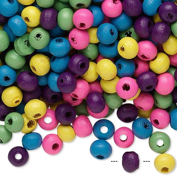 Bead mix, painted wood, mixed colors, 5x4mm rondelle. Sold per 90-gram pkg, approximately 2,400 beads. image number 0