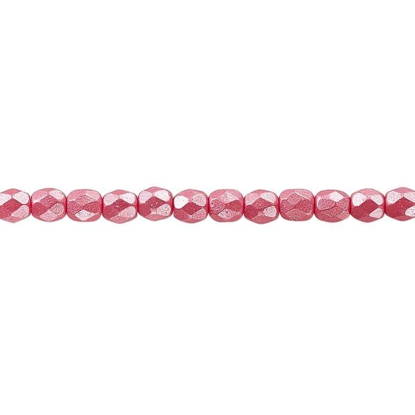 Bead, Czech fire-polished dipped décor glass, pearlescent dusty rose, 4mm faceted round. Sold per 15-1/2" to 16" strand. image number 0
