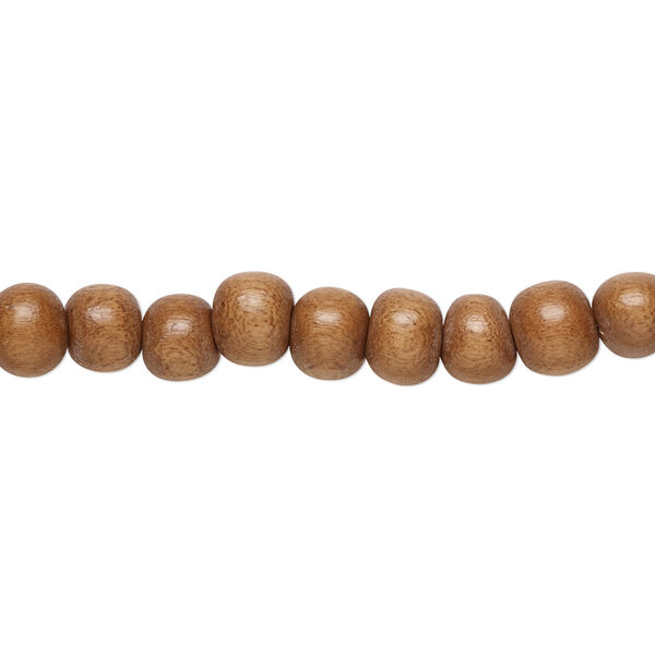 Bead, Taiwanese cheesewood (dyed / waxed), light brown, 5-6mm round. Sold per pkg of (2) 15-1/2" to 16" strands. image number 0
