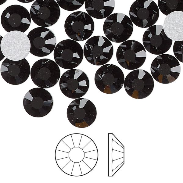 Flat back 288pk jet foil back, Preciosa Viva 12® Czech crystal rhinestone 7-7.3mm chaton rose round SS34 image number 0