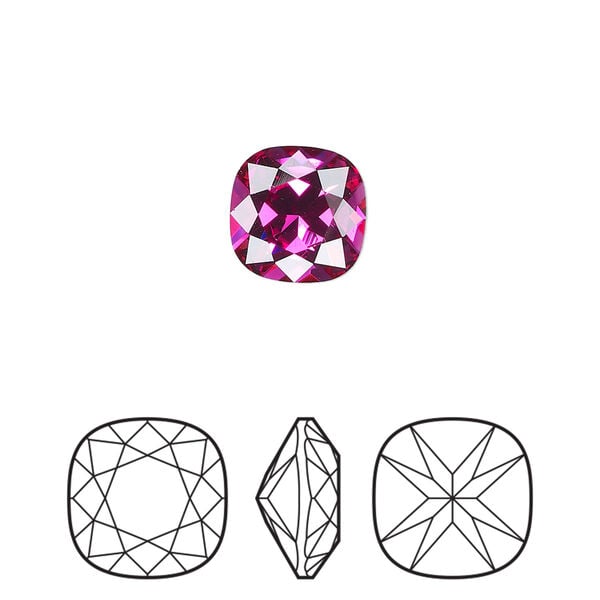 Fancy stone 144pk fuchsia foil back, Preciosa MAXIMA Czech crystal rhinestone 10mm cushion square image number 0