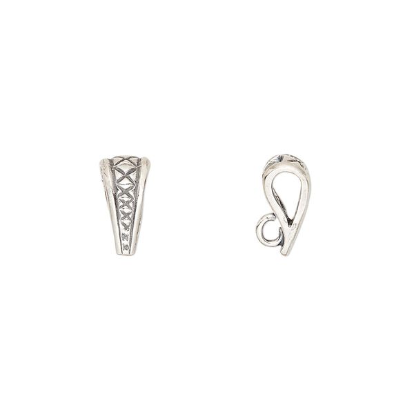 Pendant bail, antiqued sterling silver, 10x4mm with hidden loop. Sold per pkg of 2. image number 0