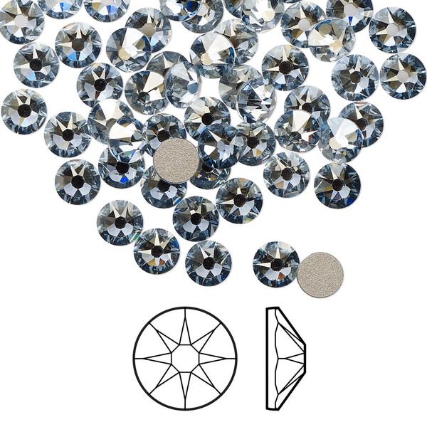 Flat back 144pk crystal blue shade foil back, Crystal Passions® 4.6-4.8mm rose round SS20 2088 image number 0