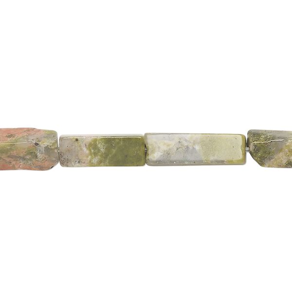 Unakite 1pkg1, rectangle tube bead natural 15 inch 14x5mm-15x6mm image number 0