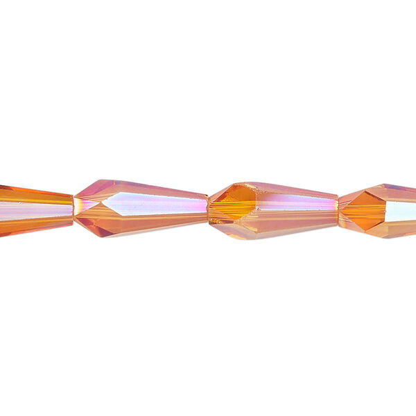 Bead, glass, crystal astral pink, 14x6mm faceted teardrop. Sold per 15-1/2 to 16-inch strand. image number 0