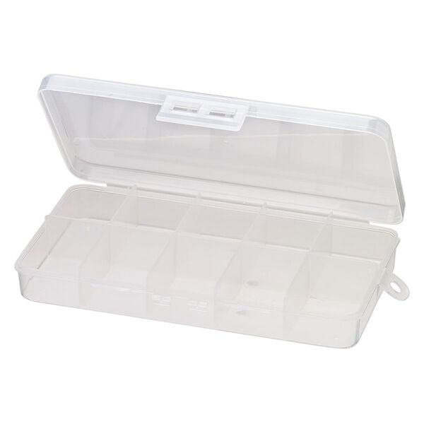 Organizer box, plastic, clear, 10-cells, 7x3-3/4 x1 inch. Sold per pkg of 2. image number 1