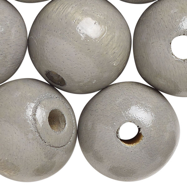 Bead, wood (dyed/waxed), grey, 23mm round. Sold per pkg of 30. image number 0