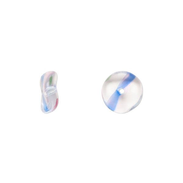 Bead, Czech pressed glass, 3-color/clear, 10x4mm rondelle. Sold per 15" to 16" strand. image number 0