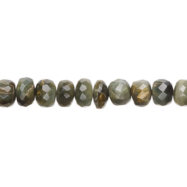 Cat's eye quartz 1pkg1, hand-cut faceted rondelle bead natural 9 inch 6x3mm-7x6mm image number 0