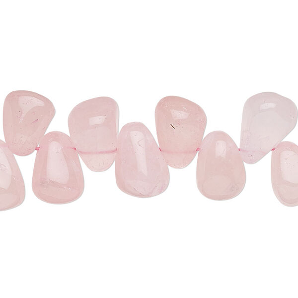 Bead, rose quartz (dyed), 9x6mm-13x8mm hand-cut top-drilled teardrop, B- grade, Mohs hardness 7. Sold per 14-inch strand. image number 0