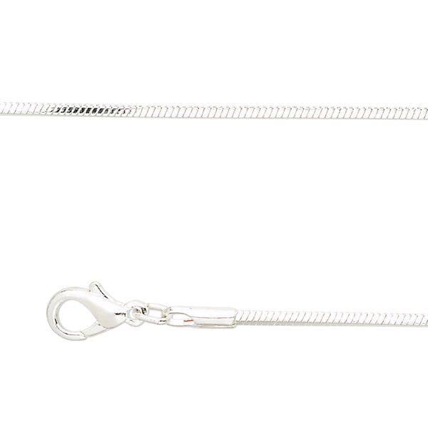 Chain, silver-plated brass, 1mm square snake, 18 inches with 1-inch extender chain and lobster claw clasp. Sold per pkg of 2. image number 0