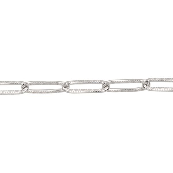 Chain, stainless steel, 4mm textured paperclip. Sold per pkg of 5 feet. image number 0