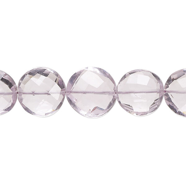 Lavender amethyst 1pkg1, hand-cut faceted puffed flat round bead natural B+ grade, 8 inch 11-13mm image number 0