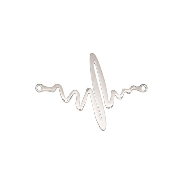 Link, stainless steel, 24x19mm double-sided heart beat symbol. Sold per pkg of 2. image number 0