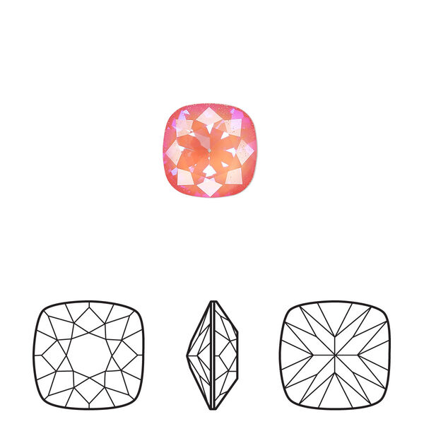 Fancy stone 1pk crystal ultra orange AB, Crystal Passions® 10mm cushion 4470 image number 0