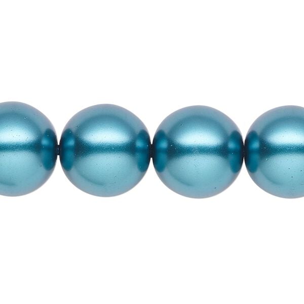 Pearl 1pk teal, Celestial Crystal® 14mm round 15.5-16 inch image number 0