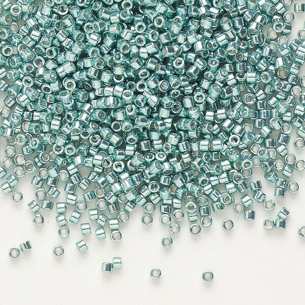 Seed bead, Delica®, glass, pkg/50g, #11 round, opaque galvanized seafoam (DB-0416). image number 0