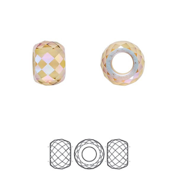 Bead 1pk light Colorado topaz shimmer 2X, Crystal Passions® 11x7.75mm briolette XXL hole 5043 image number 0