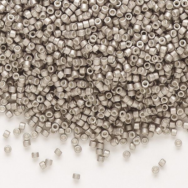 Seed bead, Delica®, glass, pkg/7.5g, #11 round, opaque semi-matte galvanized pewter (DB-1159). image number 0