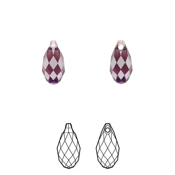 Briolette 24pk amethyst, Crystal Passions® 11x5.5mm pendant drop 6010 image number 0
