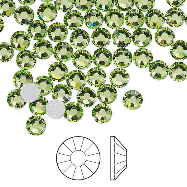 Flat back 1440pk peridot foil back, Preciosa Viva 12® Czech crystal rhinestone 4.6-4.8mm chaton rose round SS20 image number 0