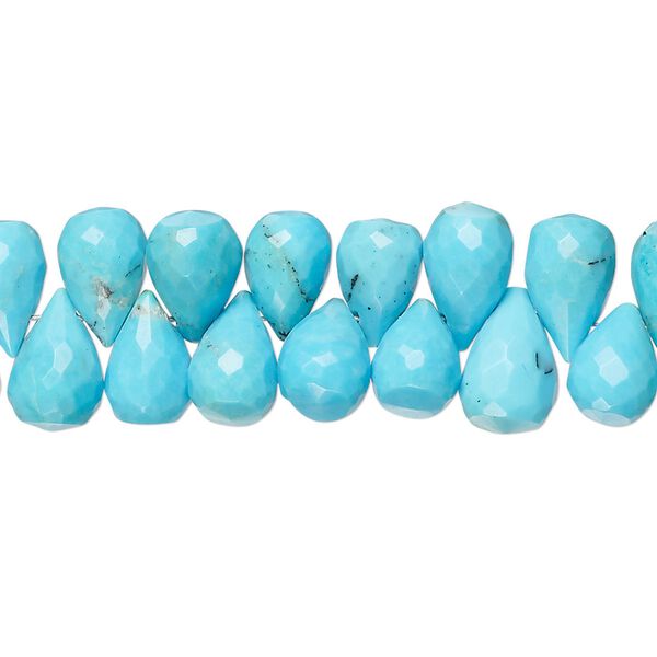 Turquoise 1pkg1, top-drilled faceted teardrop bead 8 inch 8x6mm-9x6mm image number 0