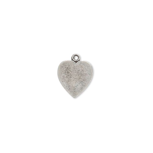 Charm, antique silver-plated brass, 11x10mm heart. Sold per pkg of 10. image number 0