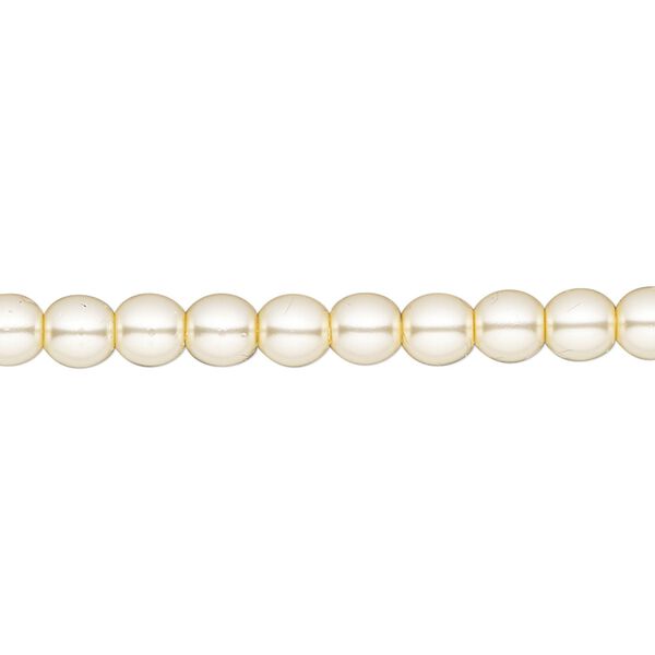 Bead, Czech glass pearl, ivory, 5mm round. Sold per 19-inch strand, approximately 100 beads. image number 0