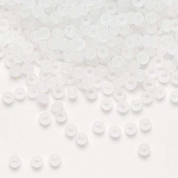 Seed bead, Miyuki, glass, pkg/250g, #8 rocaille, translucent matte crystal clear, (RR-131F). image number 0