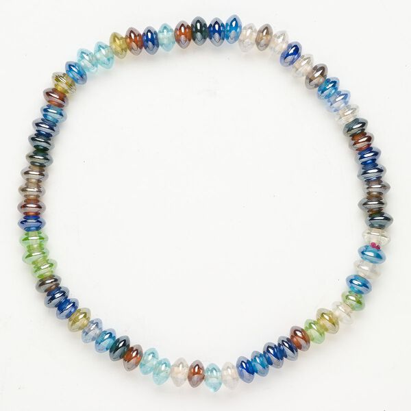 Bead 1pkg1 lampworked glass, 7x2mm-8x5mm rondelle, 15.5-16 inch translucent mixed luster colors image number 0