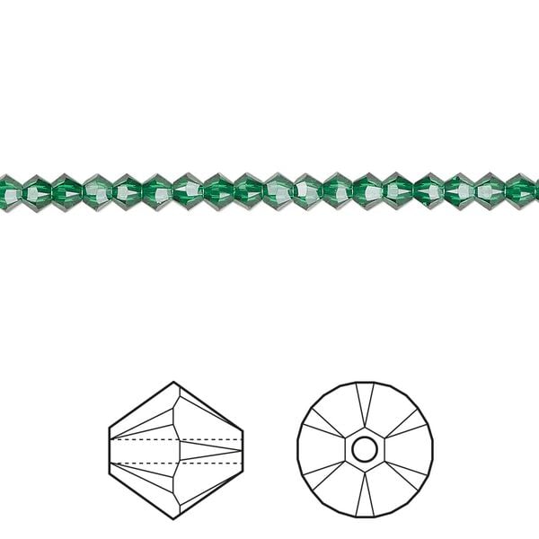 Bead 48pk majestic green, Crystal Passions® 3mm bicone 5328 image number 0