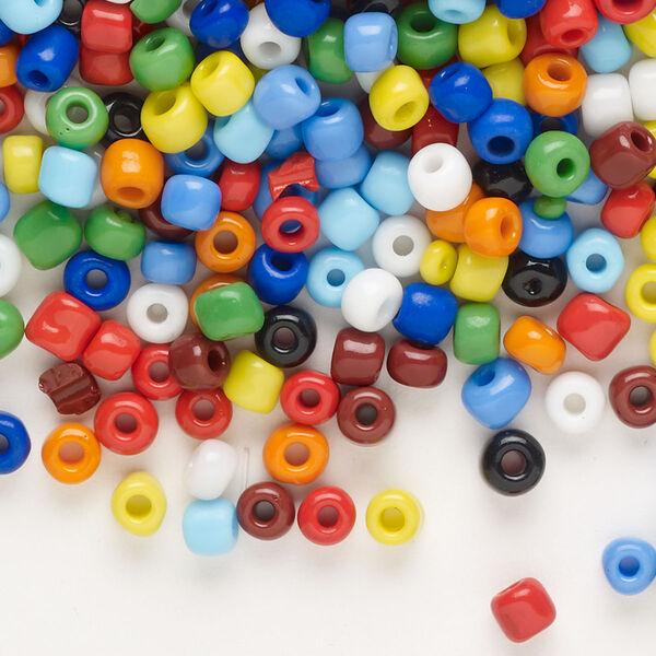 Seed bead mix, glass, pkg/50g, #6 round, opaque mixed colors. image number 0