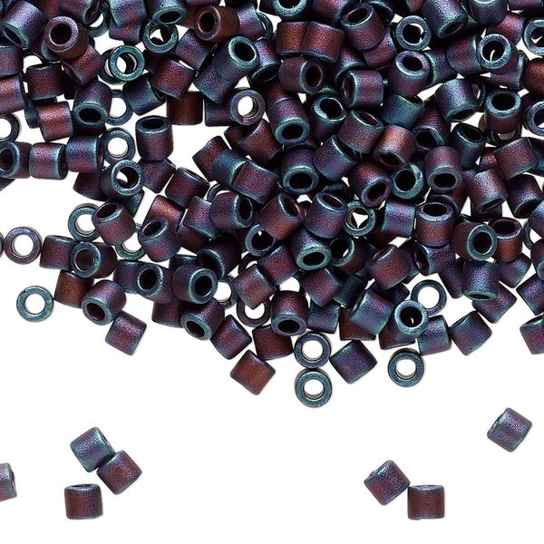 Seed bead, Delica®, glass, pkg/50g, #8 round, opaque matte metallic iris blue (DBL-0325). image number 0