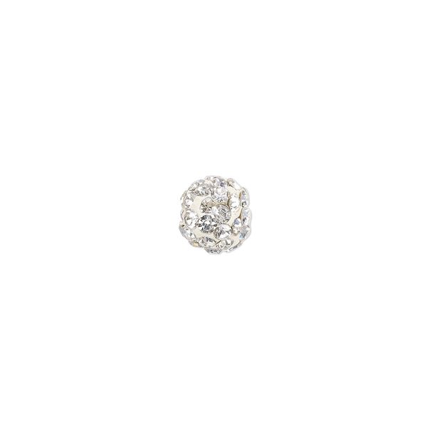 Bead, glass rhinestone / epoxy / resin, white and clear, 8mm round. Sold individually. image number 0