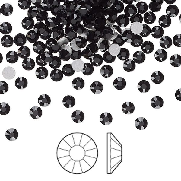 Flat back 144pk jet foil back, Preciosa Viva 12® Czech crystal rhinestone 3-3.2mm chaton rose round SS12 image number 0