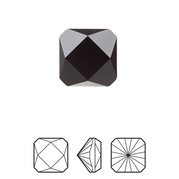 Fancy stone 1pk jet, Crystal Passions® 14mm prismatic square 4499 image number 0