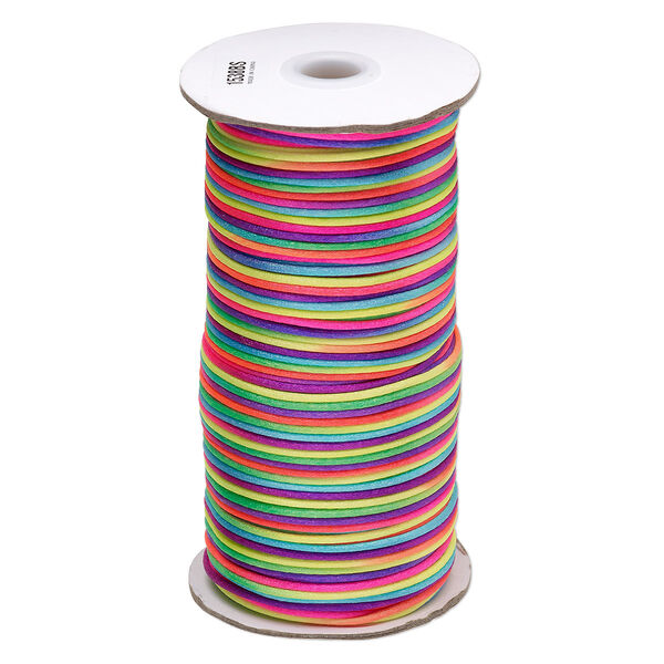 Cord, Satinique™, satin, confetti, 2mm regular. Sold per 400-foot spool. image number 0