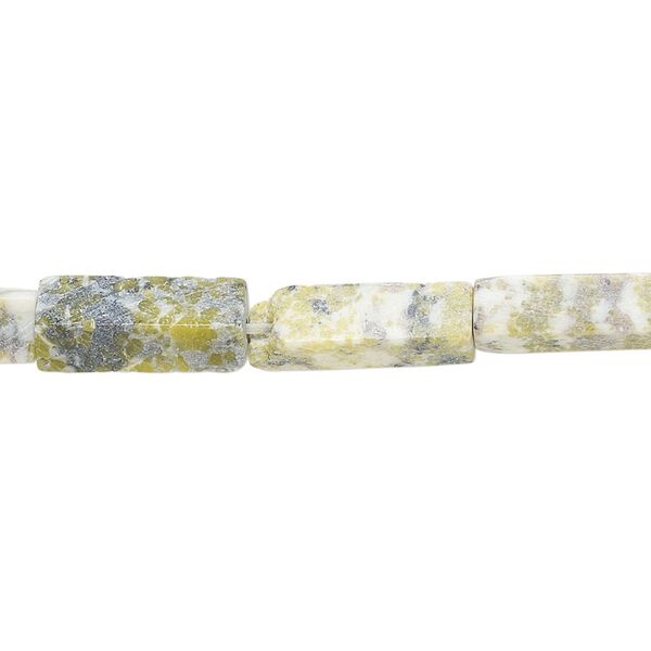 Yellow "turquoise" (serpentine with quartz) / magnetite 1pkg1, square tube bead natural 15 inch 11x4mm-14x5mm image number 0