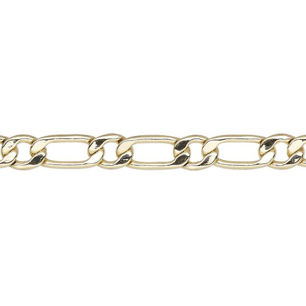 Chain, gold-plated brass, 5mm long and short flat oval. Sold per 50-foot spool. image number 0