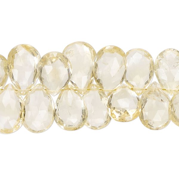 Citrine 1pkg1, hand-cut top-drilled faceted puffed teardrop bead 8 inch graduated 10x7mm-14x9mm image number 0