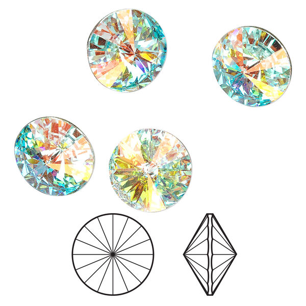 Chaton 48pk crystal AB foil back, Crystal Passions® 14mm rivoli 1122 image number 0