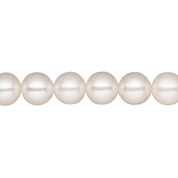 Pearl, White Lotus™, cultured freshwater (bleached), white, 8-8.5mm semi-round, B+ grade, Mohs hardness 2-1/2 to 4. Sold per 15-1/2" to 16" strand. image number 0
