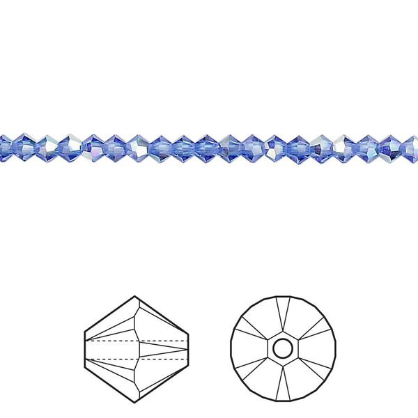 Bead 1440pk sapphire AB, Swarovski® 3mm XILION bicone 5328 image number 0