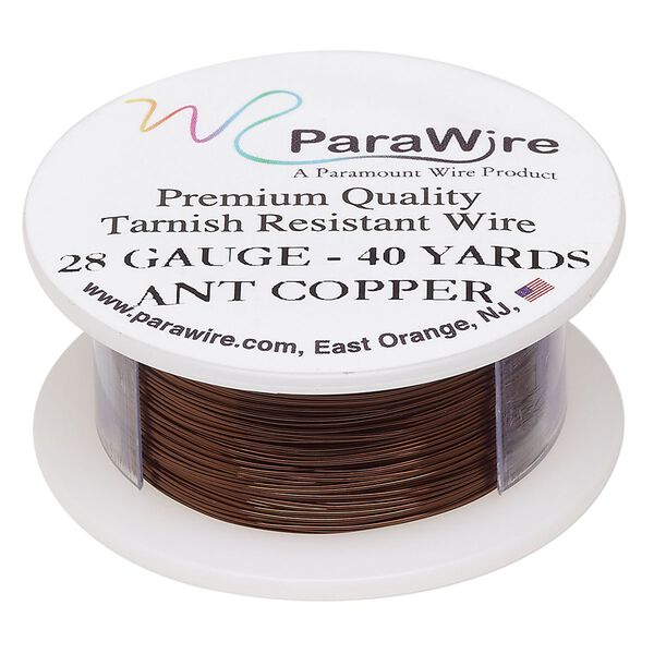 Wire, ParaWire™, antiqued copper, round, 28 gauge. Sold per 40-yard spool. image number 0