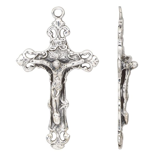 Focal, antiqued sterling silver, 43x27mm crucifix. Sold individually. image number 0