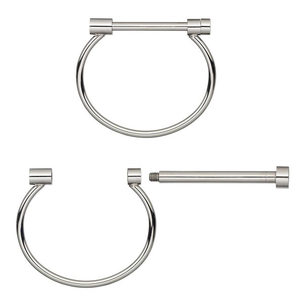 Bracelet, bangle, stainless steel, 4mm wide with 57x9mm threaded removable bar, 8 inches. Sold individually. image number 0