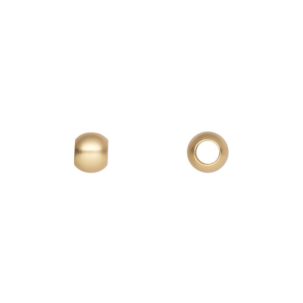 Bead, gold-plated brass with satin finish, 6mm round. Sold per pkg of 100. image number 0